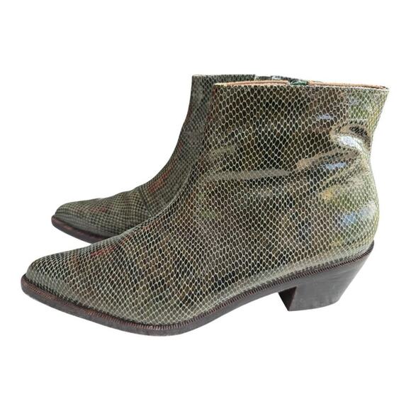 Huma Blanco Filipa Green Embossed Snake Western Boot Women size 40 US 10.5-11 - Picture 1 of 6